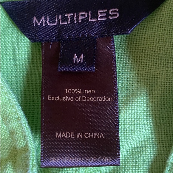 Multiples Neon Green Ruffle Button-Up Blouse - Picture 13 of 16